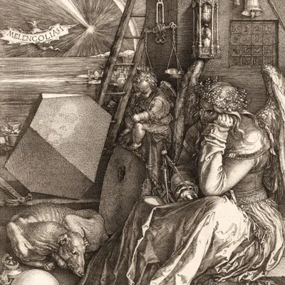 Produktbild von Albrecht Dürer Kunstdruck Bild - Melencolia I, Die Melancholie, 1514, Sepia (40 x 40 cm)