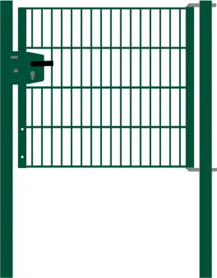 Produktbild von Drahtgittertor 1-flügelig, Durchgangslichte: 95 cm, Gesamtbreite inkl. Pfosten: 107 cm - Ausführung: grün beschichtet, Höhe: 83 cm