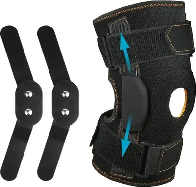 Produktbild von Verstellbare Knieorthese mit Scharnier, Patella- und Bandorthese mit seitlichen Stabilisatoren und Gummipolstern, XL