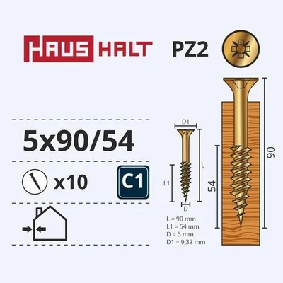 Immagine prodotto di Spanplattenschraube 5,0X90/54 Ylw Zp10Stk G2