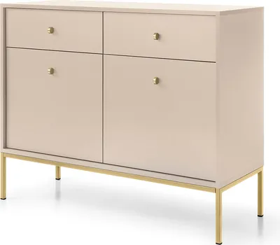 Produktbild von Masseno Kommode MONDO 104 cm Sideboard mit 2 Schubladen und 2 Türen für Wohnzimmer Schlafzimmer Modern 104x39x83 cm Beige / Beige