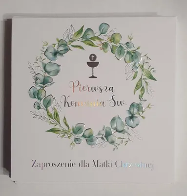 Zdjęcie produktu dla zaproszenia 10szt KOMUNIA ŚWIĘTA DLA MATKI CHRZESTNEJ NR011