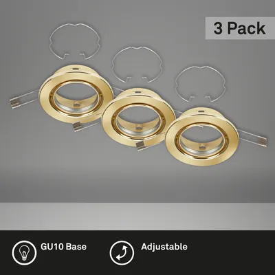 Zdjęcie produktu dla Lampa wpuszczana LED BRILONER LEUCHTEN RENG, IP23, mosiądz, metal, w zestawie, 3x GU10, zestaw 3, Ø 8,6 cm