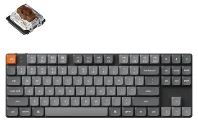 Productafbeelding van Keychron K1M-H3, 80%, Bekabeld en draadloos, USB + RF draadloos + Bluetooth, Mechanische toetsen, RGB LED-verlichting, Zwart