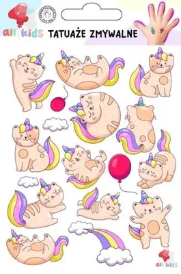 Produktbild von Abwaschbare Tattoos für Kinder: Kätzchen und Einhörner – All4Kids