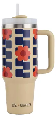 Productafbeelding van Regatta - Thermobeker "Orla Kiely", draaiende bloemen, 1,2 liter, model RG11696 (één maat) (zwart/wit)