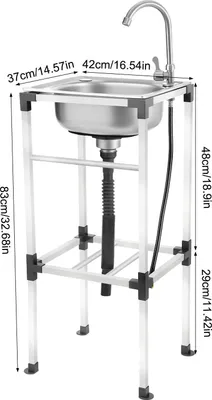 Zdjęcie produktu dla Zlew użytkowy, konstrukcja wolnostojąca, bateria obrotowa o 360°, 42 37 cm