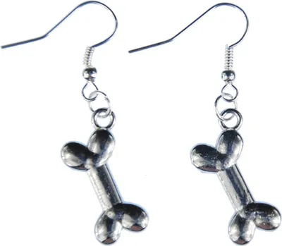Produktbild von Knochen Ohrringe Miniblings Hänger Hund Hunde Steinzeit Hundeknochen Bone silber