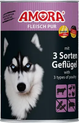 Image de AMORA Dog Fleisch Pur mit 3 Sorten Geflügel 400g