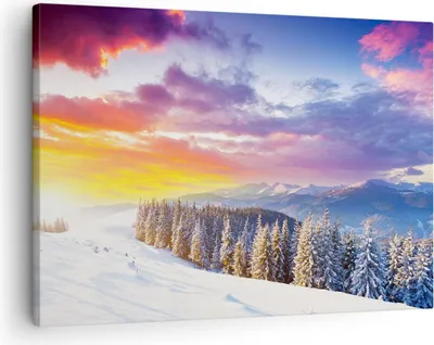 Produktbild von Bild auf Leinwand - Leinwandbild - Berge Schnee Winter - 70x50cm - Wand Bild - Wanddeko - Wandbilder - Leinwanddruck - Bilder - Kunstdruck - Wanddekoration - Leinwand bilder - Wandkunst - AA70x50-3605