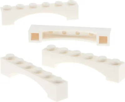Produktbild von 4x Lego Bogenstein 1x6x1 weiß rund Bogen erhöht Brücke Burg Tor 4620761 92950