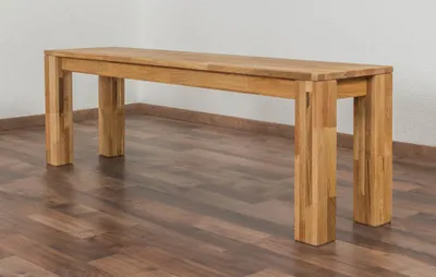 Produktbild von Moderne Sitzbank aus massivem Eichenholz, 140 cm breit, 33 cm tief, 45 cm hoch, stabile Füße
