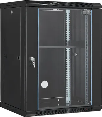 Immagine prodotto di armadio di rete 15U Armadio per server Alloggiamento per montaggio a parete da 457,2 mm Rack per server nero
