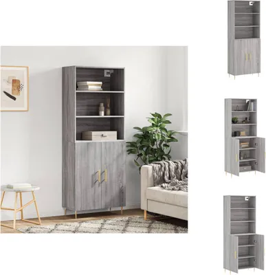 Imagen del producto de vidaXL Mueble alto gris Sonoma de 69,5 x 34 x 180 cm, fabricado en material de madera - Muebles aparador