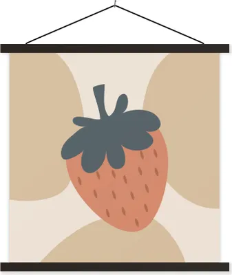Produktbild von MuchoWow® Textilposter Obst - Pastell - Erdbeere - Sommer 40x40 cm mit schwarzem Rahmen - Fotos