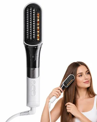 Produktbild von Elektrische Haarglättbürste mit Dampf, Dampf-Haarbürste mit 4 Temperaturstufen, 29 W, 220 V, weißes Haarstylinggerät
