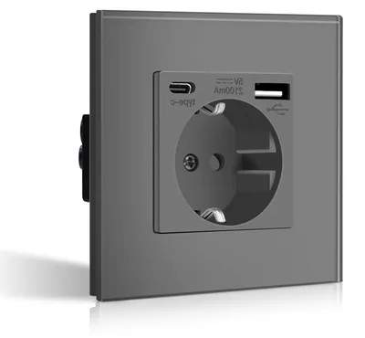 Productafbeelding van Wandstopcontact met USB en type C - 3-in-1 Inbouwstopcontact