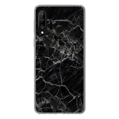 Produktbild von MuchoWow® Handyhülle Schutzhülle Hülle für Huawei P30 Lite Marmor - Schwarz - Weiß Silikon Softcase Handy Hülle - Handyhülle
