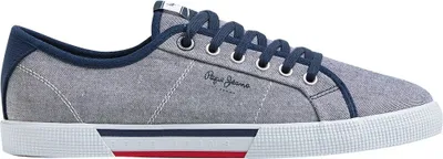 Zdjęcie produktu dla Pepe Jeans Brady – męskie buty sportowe z tkaniny chambray, kolor szary, rozmiar 46 (EU)