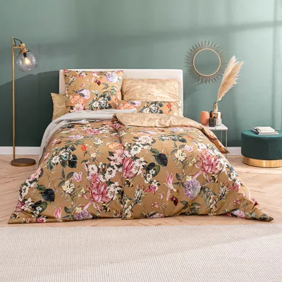 Produktbild von Estella Mako-Satin Bettwäsche Fiore messing 155x220 cm + 80x80 cm + 40x80 cm