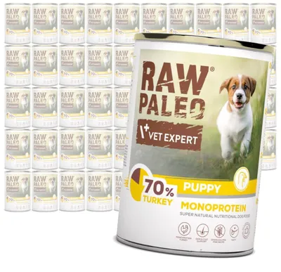 Zdjęcie produktu dla Vet Expert Raw Paleo Puppy Monoprotein Turkey 48x400g Mokra Karma Dla Szczeniąt z Indykiem