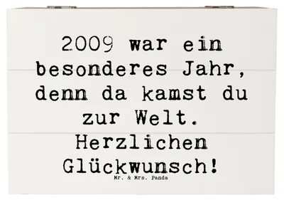 Produktbild von Mr. & Mrs. Panda Box Spruch 2009 Geburtstag 22 x 15 cm - Weiß - Geschenk, Happy Birthday, Erinnerungen, Glückwunsch, 14., Geschenkbox, Geburtstagsgeschenk, schatztruhe