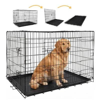 Zdjęcie produktu dla Klatka metalowa kennelowa kojec transporter dla psa kota zwierząt 107x70x77cm 2XL składany