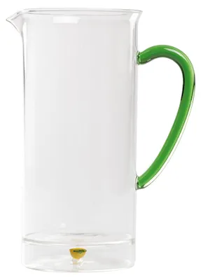 Zdjęcie produktu dla Wysoki dzbanek na owoce z borokrzemowego szkła, ręcznie wykonany z motywem cytryny na dnie, włoski design, pojemność 1200 ml, elegancki styl
