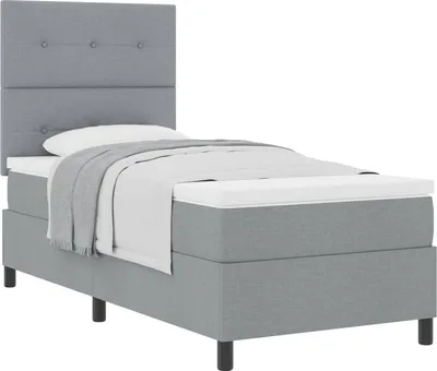 Produktbild von Boxspringbett mit Matratze Hellgrau 90 x 190 cm Stoff