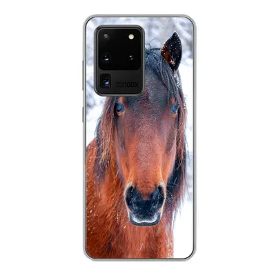 Produktbild von MuchoWow® Handyhülle Schutzhülle Hülle für Samsung Galaxy S20 Ultra Pferd - Winter - Schneeflocke Silikon Softcase Handy Hülle - Karteninhaber