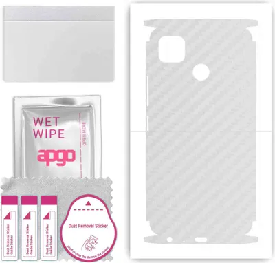 Produktbild von apgo Rückseite + Seiten Schutzfolie, Skin, kompatibel mit Tecno Pop 4, Hinten Displayschutzfolie aus Vinylfolie, kratzfest, einfache Montage - Transparenter Kohlenstoff