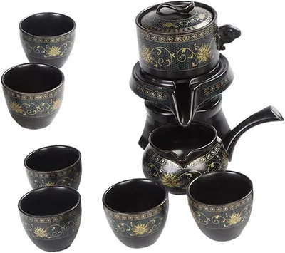 Imagen del producto de Juego de teteras de cerámica para el hogar y la oficina. Set de té chino Kung Fu. Tetera de alta calidad con pico de vertido suave. Adecuada para té a granel, bolsitas de té e infusiones de frutas