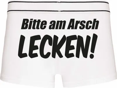 Produktbild von Boxershorts - Mann - Boxer-0029-man-white-h-XL - weiß - XL - hinten - Bitte am Arsch lecken - lustiges Motiv - Spruch - Unterwäsche - Unterhose - Freizeit - lustig
