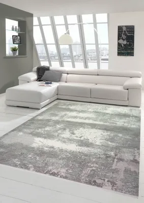Immagine prodotto di Tappeto in lana Tappeto di design astratto in fibre naturali in grigio crema Dimensioni - 120 x 170 cm