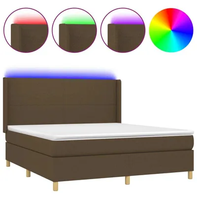 Immagine prodotto di vidaXL Letto a molle con materasso e LED in tessuto marrone scuro 160x200 cm