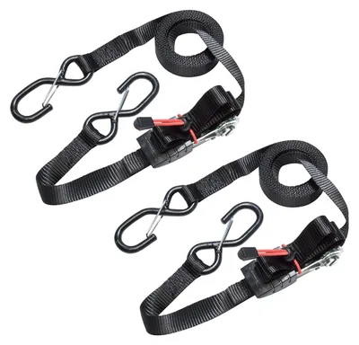 Produktbild von Master Lock 3066EURDAT er Spanngurt mit Ratsche und S-Haken, Schwarz, 4,25 m x 25 mm Gurt, 2-er Set