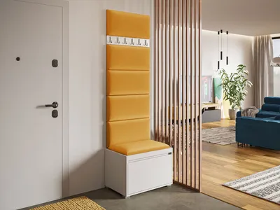 Obrázok produktu pre Predsieňová stena s nástennými čalúnenými panelmi CLENZE 5 - biela / žltá