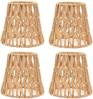 Productafbeelding van Set van 4 Boho Rieten Lampenkappen