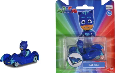 Produktbild von Dickie PJ Masks Spielfigur mit Auto Catboy Gekko Eulette Romeo Fahrzeug Catboy mit Katzenflitzer