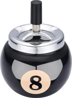 Produktbild von DREHASCHENBECHER Pool Ball Ø10cm Billard Kugel Billardkugel Aschenbecher Windaschenbecher Drehascher Ascher 80 (Schwarz - 8)