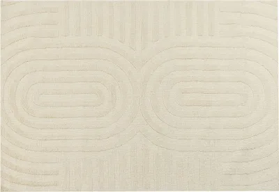Zdjęcie produktu dla BELIANI Dywan beżowy wełniany 160 x 230 cm nowoczesny wzór geometryczny minimalistyczny do salonu sypialni