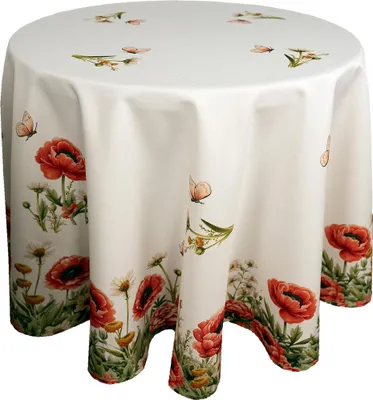 Produktbild von Tischdecke Tischläufer Druck Mohnblumen Frühling 150 cm rund