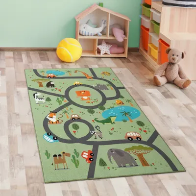 Zdjęcie produktu dla Dywan dziecięcy safari / street play zielony rozmiar - 80 x 150 cm
