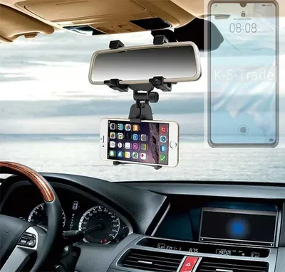 Produktbild von K-S-Trade Smartphone Halterung kompatibel mit Huawei P30 Pro Rückspiegel Halterung schwarz Auto Halterung KFZ Halter