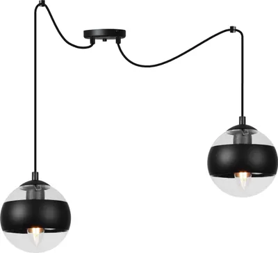 Produktbild von Toledo Spider Hängelampe Schwarz 2 Flache Schwarze Lampenschirme E14