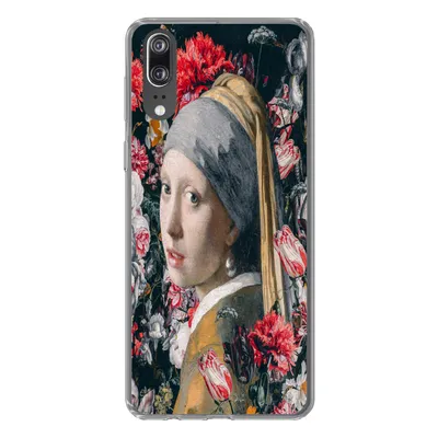 Produktbild von MuchoWow® Handyhülle Schutzhülle Hülle für Huawei P20 Das Mädchen mit dem Perlenohrring - Blumen - Vermeer Silikon Softcase Handy Hülle - Hardcover