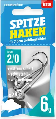 Produktbild von Lieblingsköder Spitze Haken 2/0 - 2 Jighaken, Gewicht:6g