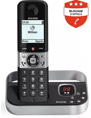 Image de Téléphone sans fils noir avec répondeur - Alcatel - F890VOICENOIR -