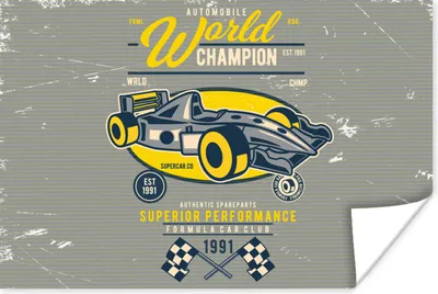 Produktbild von MuchoWow® Poster Rennwagen - Oldtimer - Flagge 60x40 cm - Schlafzimmerdekoration
