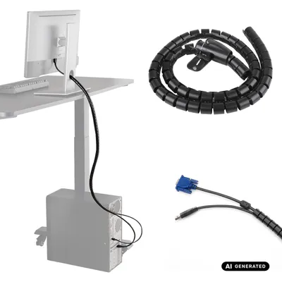 Productafbeelding van Kabelorganisator/Kabelbeschermer, 15 mm x 1000 mm, zwart, model MCTV-898 B, merk Maclean, AI-gegenereerde afbeelding